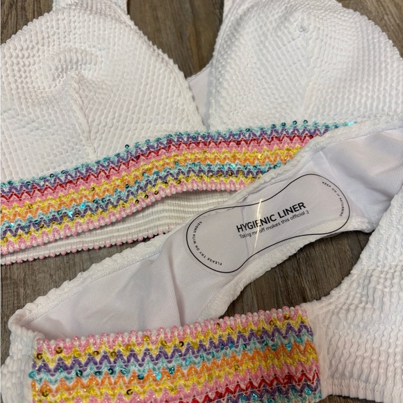 NWOT CUPSHE white sequin two piece swimsuit - Picture 2 of 9